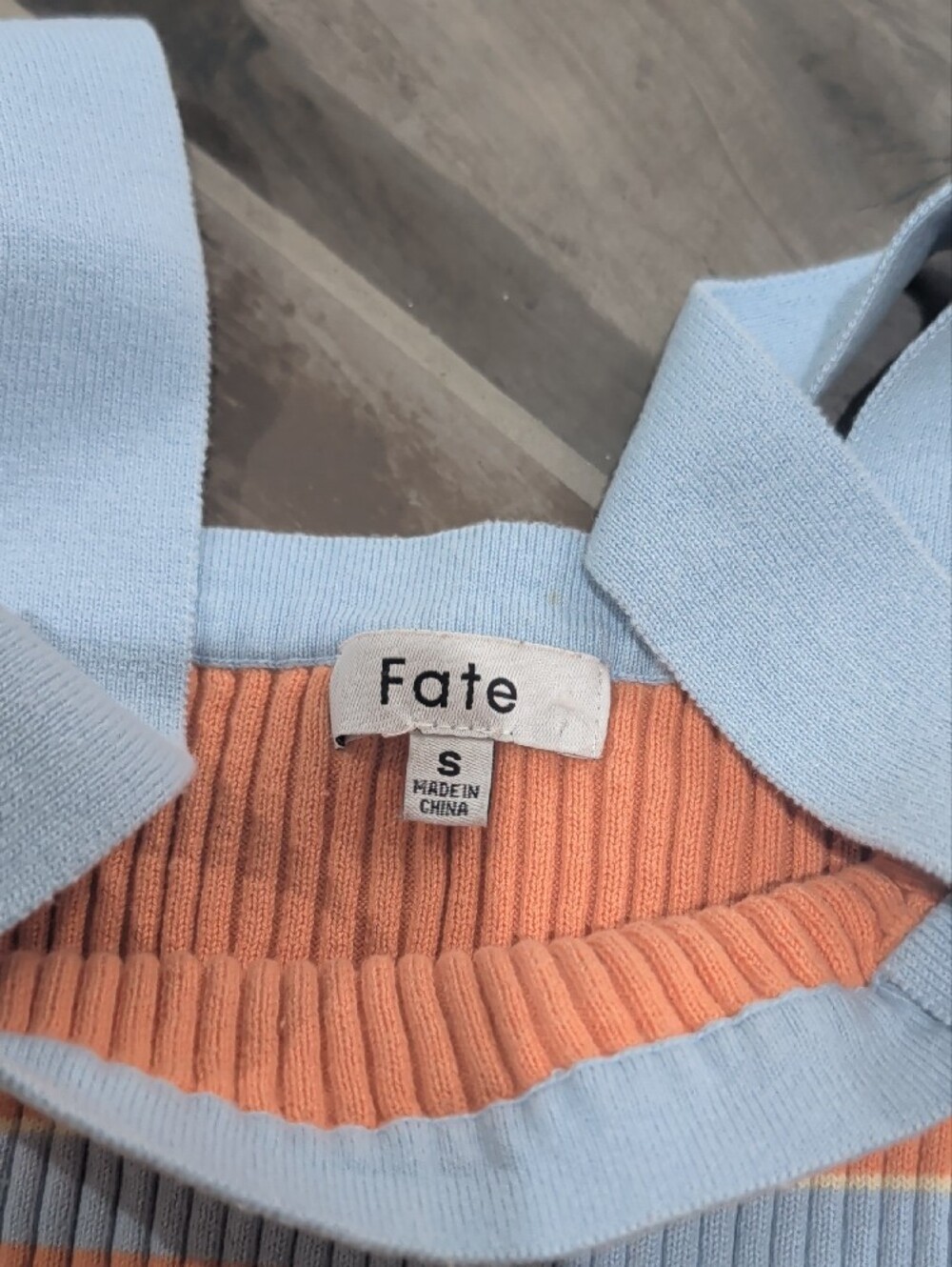 Fate Kids Ribbed Tank Top - Light Blue, Orange & Multicolor Stripes - Picture 2 of 2